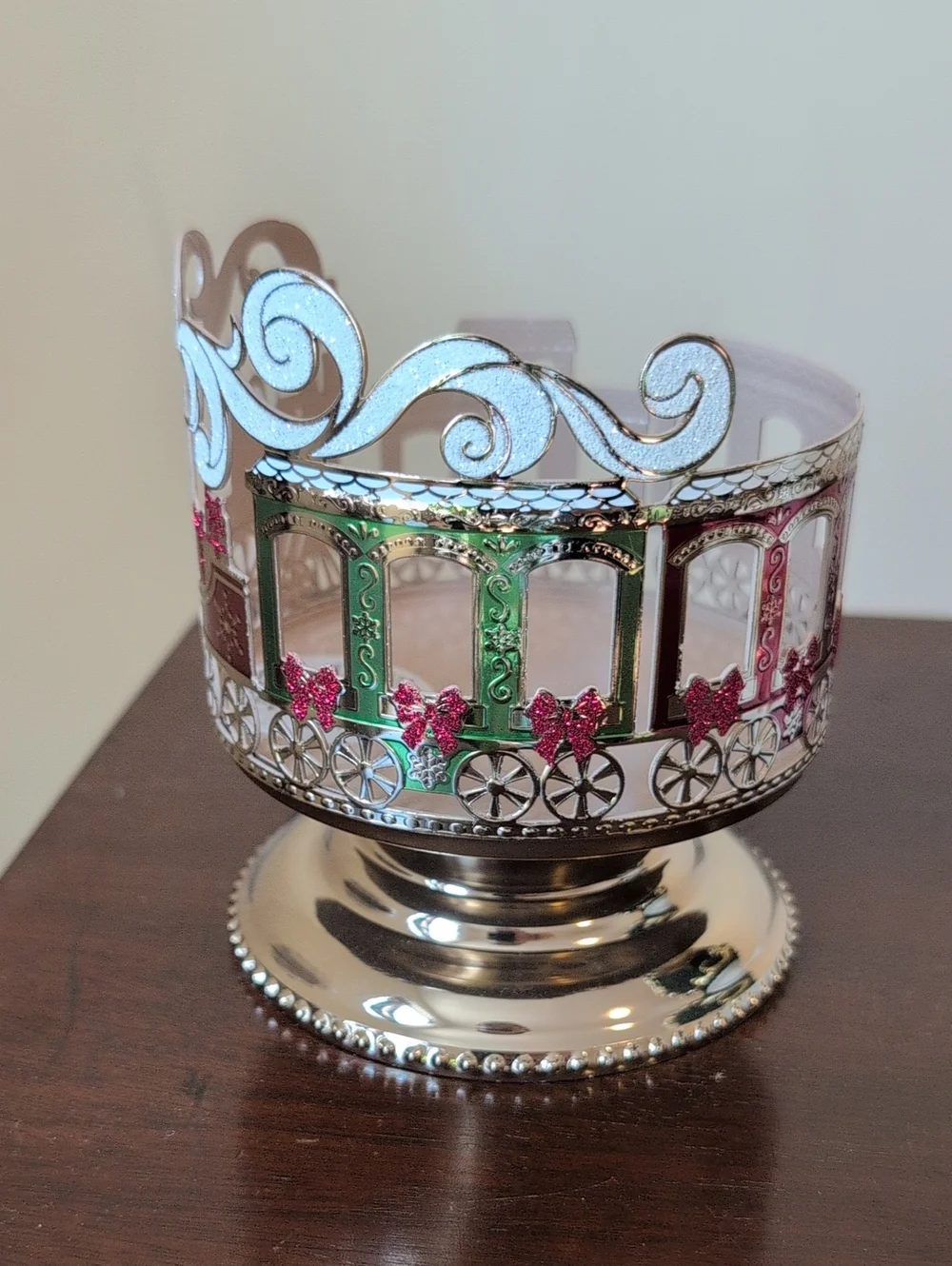 Bath And Body Works Holiday Train Glitter 3-wick Candle Holder